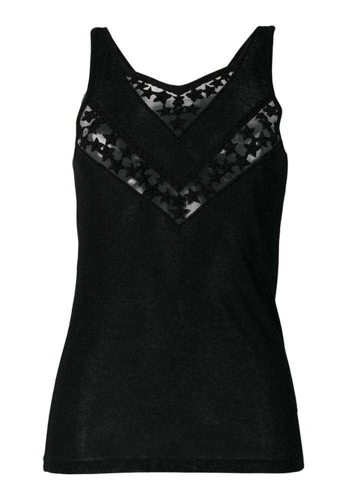 Saint Laurent Star Embroidered Tank Top - Black