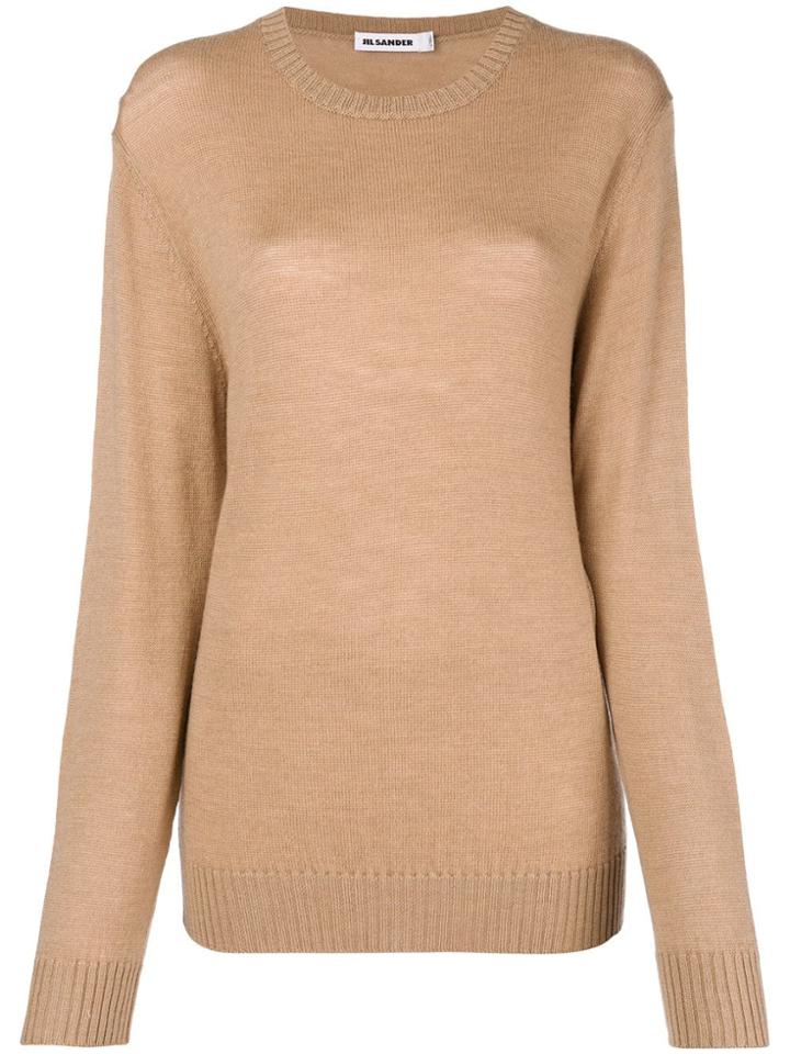 Jil Sander Classic Round Neck Sweater - Nude & Neutrals