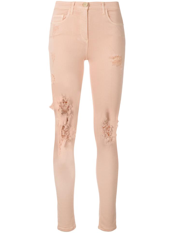 Elisabetta Franchi Distressed Skinny Jeans - Pink & Purple
