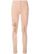 Elisabetta Franchi Distressed Skinny Jeans - Pink & Purple