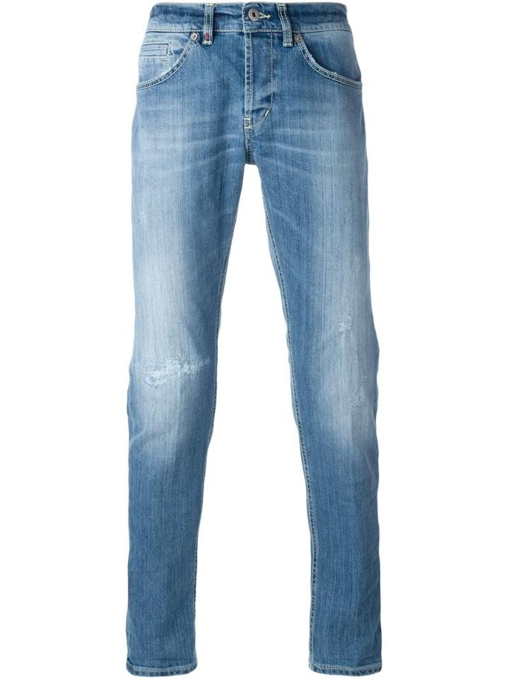 Dondup Straight Leg Jeans, Men's, Size: 32, Blue, Cotton/spandex/elastane/polyester