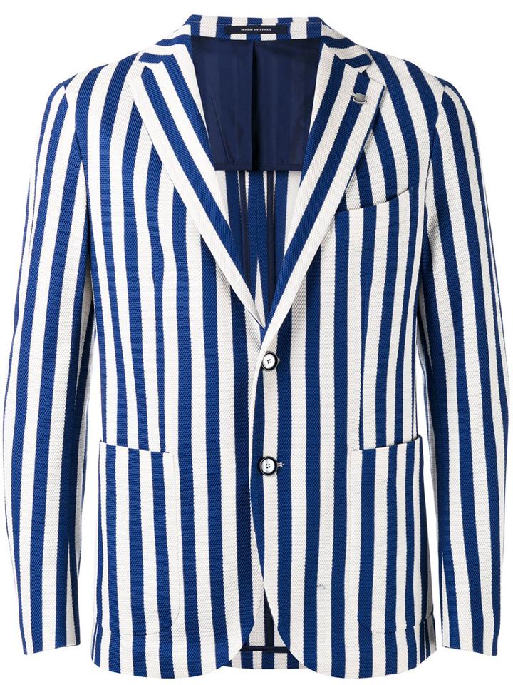 Tagliatore - Striped Blazer - Men - Cotton/cupro - 48, White, Cotton/cupro