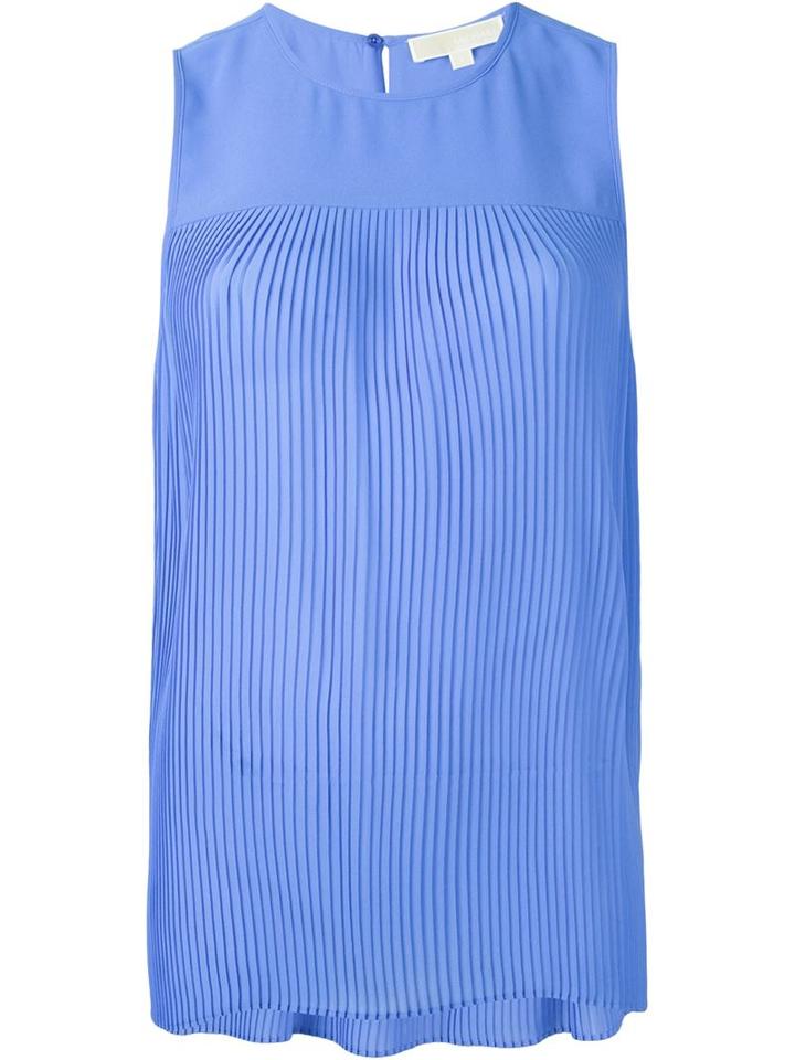 Michael Michael Kors Pleated Tank Top, Women's, Size: Large, Blue, Polyester
