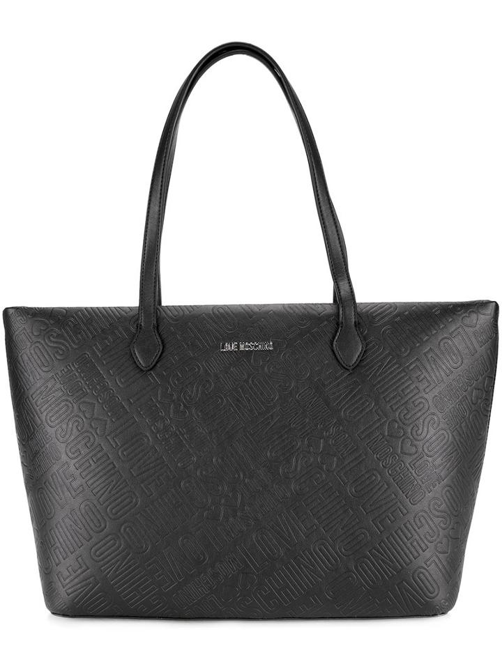 Love Moschino Embossed Logo Shoulder Bag, Black, Polyurethane