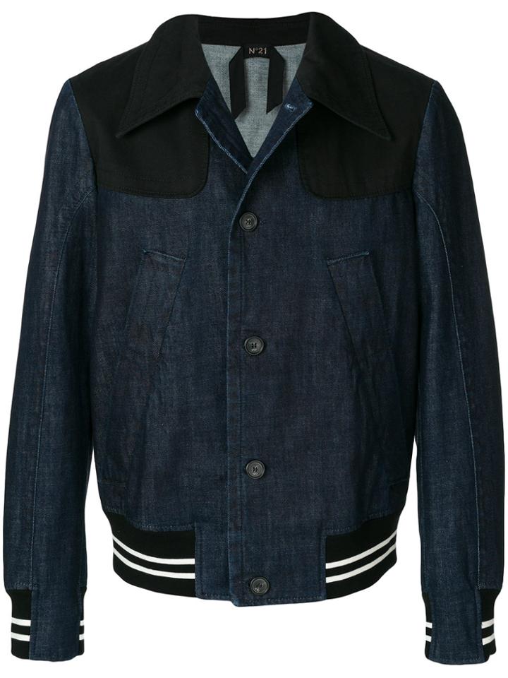 No21 Bomber Style Denim Jacket - Blue