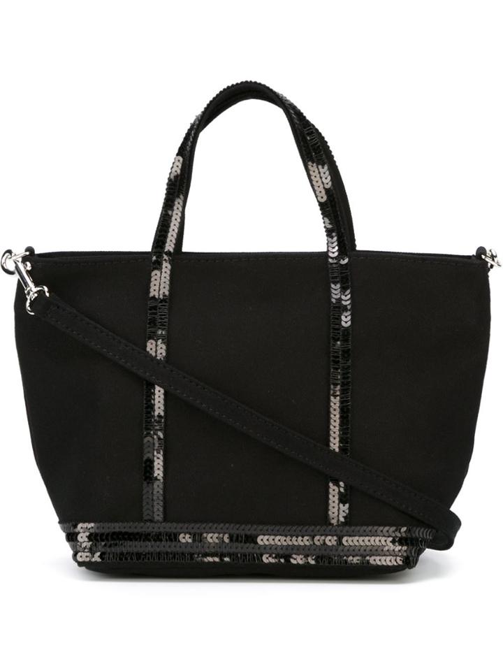 Vanessa Bruno Small Sequin Trim Shopping Tote - Black