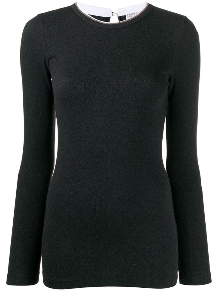 Brunello Cucinelli Fitted Top - Grey