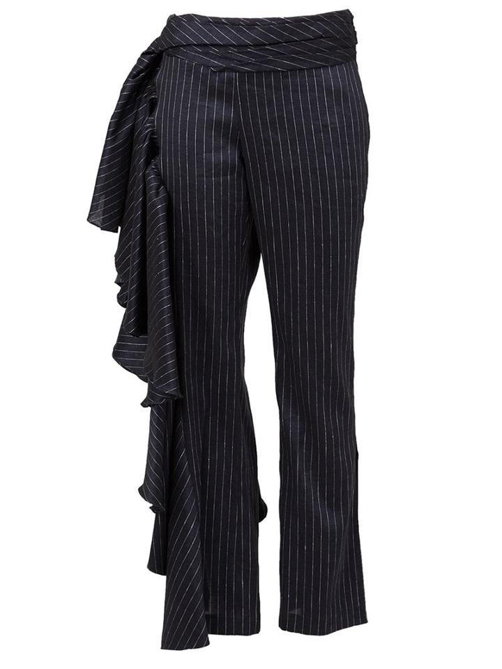 Rosie Assoulin Ruffle Detail Striped Trousers