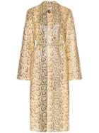 Bottega Veneta Python-print Belted Coat - Neutrals