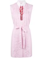 Prada Beads Embellishment Shirt Dress, Women's, Size: 42, Pink/purple, Cotton/metal/glass