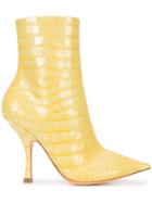 Y / Project Crocodile-embossed Ankle Boots - Yellow & Orange