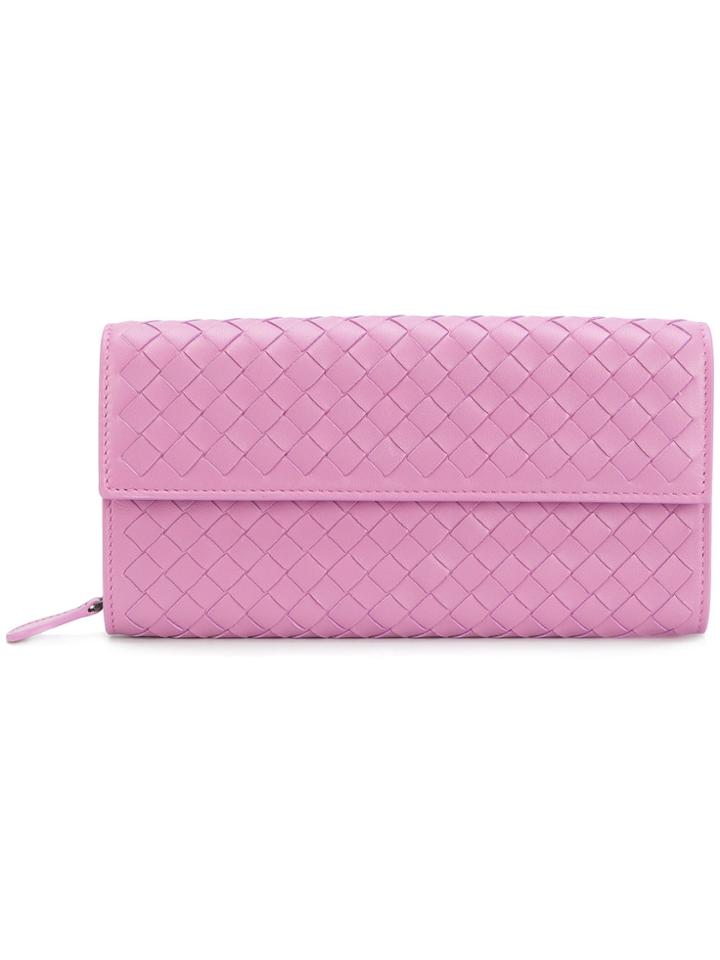Bottega Veneta Intrecciato Continental Wallet - Pink & Purple