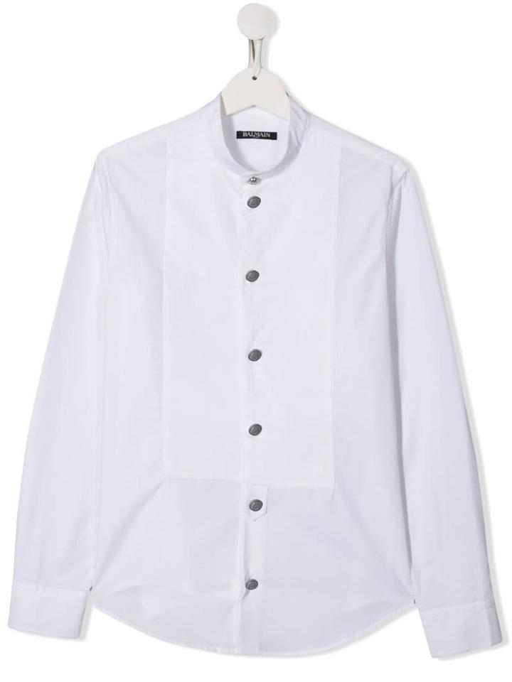 Balmain Kids Teen Band Collar Shirt - White