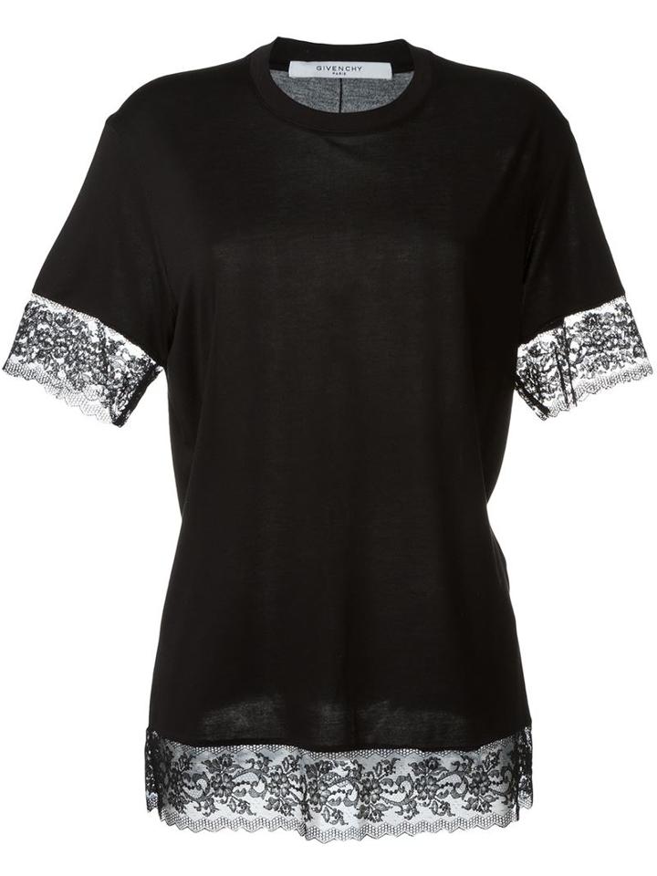 Givenchy Lace Trim T-shirt, Women's, Size: 42, Black, Viscose/silk/polyamide/spandex/elastane