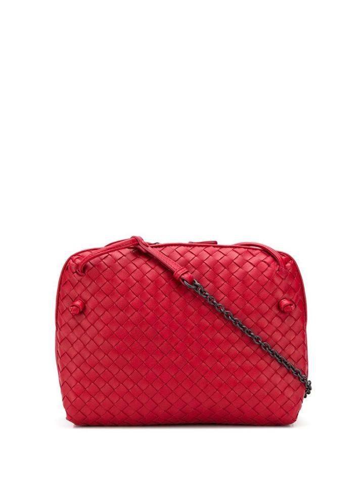 Bottega Veneta Intrecciato Effect Crossbody Bag - Red