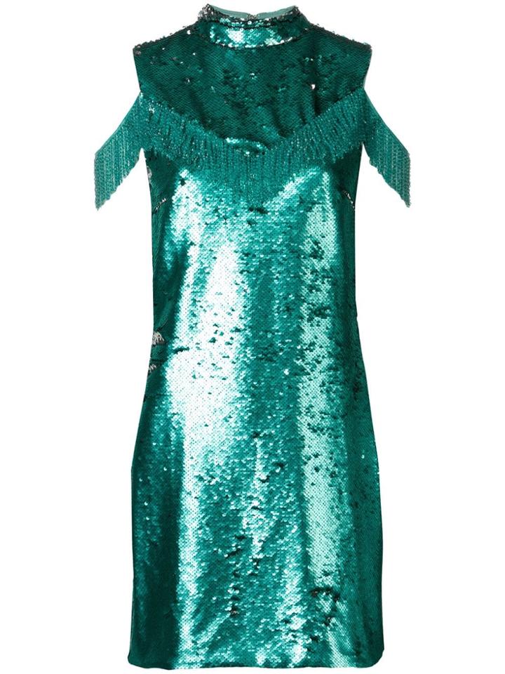 Vivetta Sequin Cold Shoulder Dress - Blue