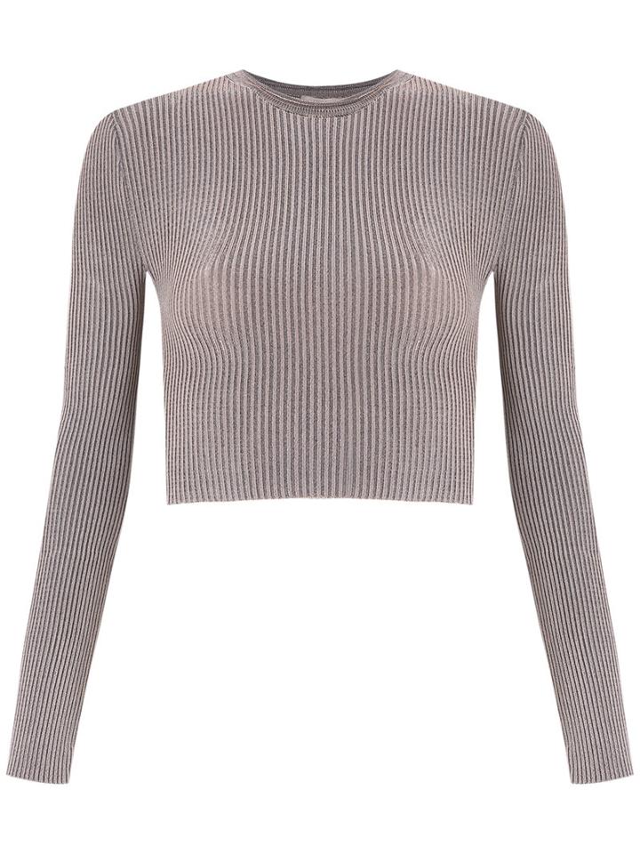 Cecilia Prado - Knitted Cropped Top - Women - Spandex/elastane/viscose - P, Pink/purple, Spandex/elastane/viscose