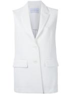 Estnation - Sleeveless Blazer - Women - Cotton - 38, White, Cotton
