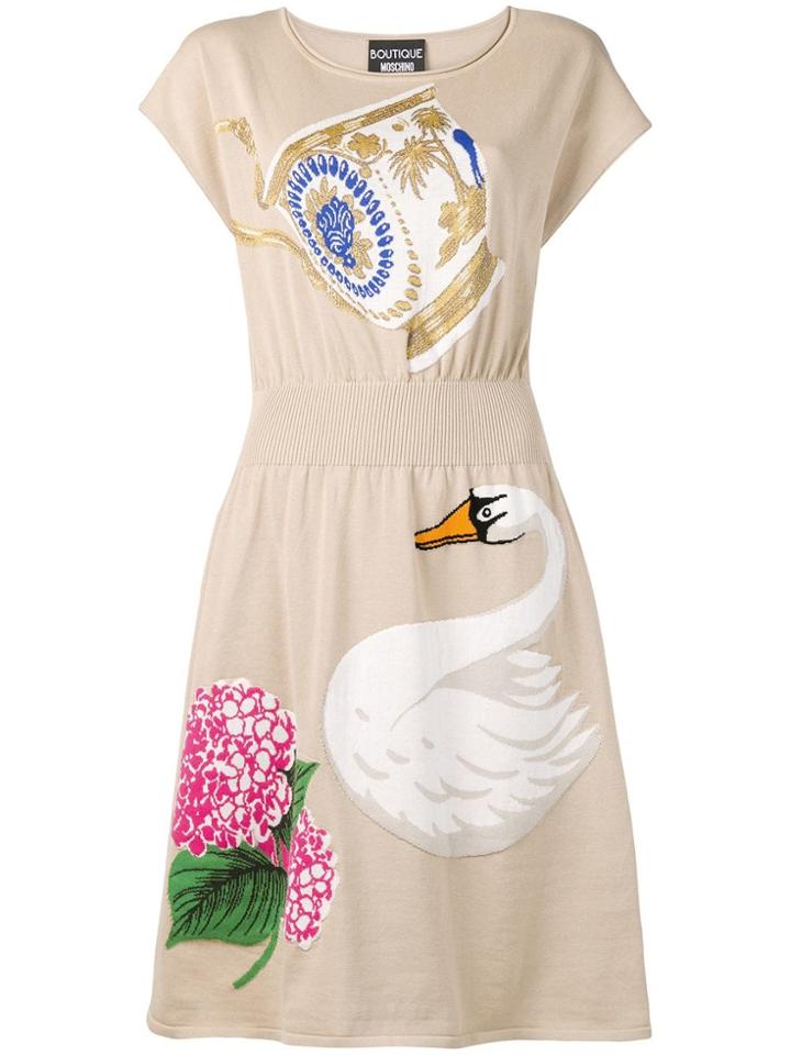 Boutique Moschino Teacup Print Dress - Neutrals