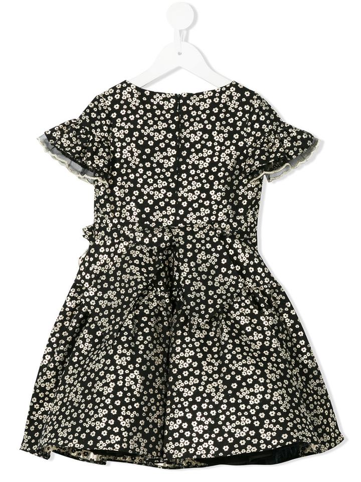 David Charles Kids - Floral Dress - Kids - Cotton/polyester/acetate/metallic Fibre - 5 Yrs, Black