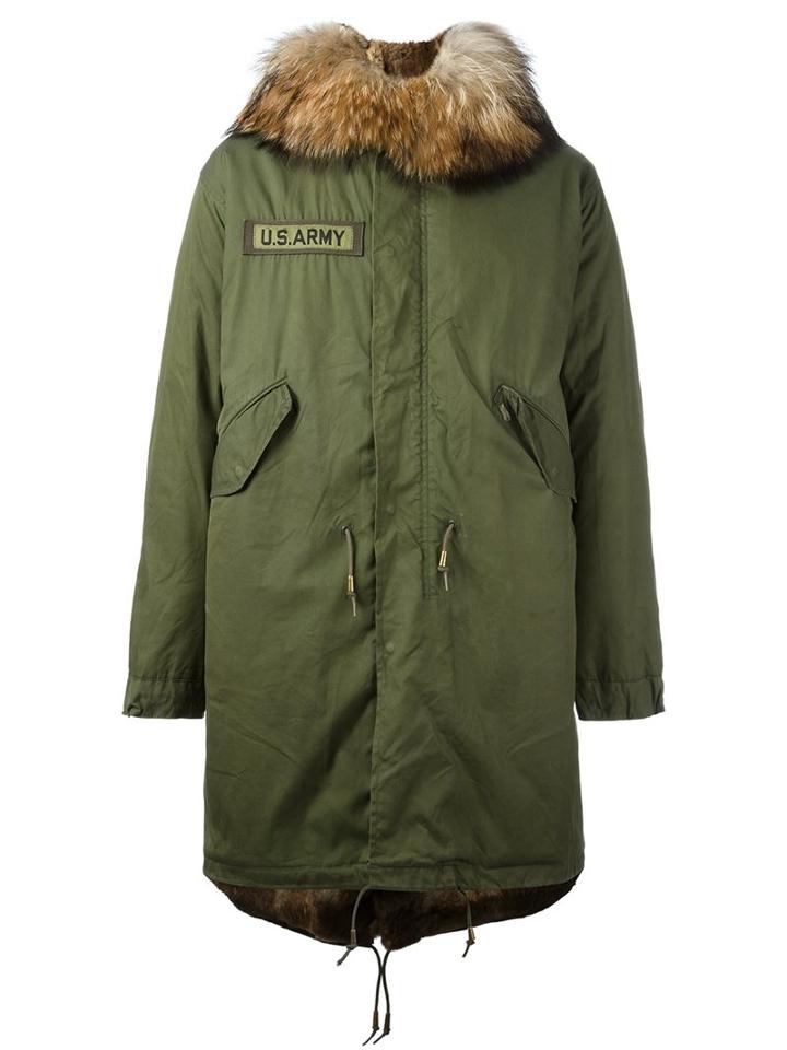 As65 'u.s. Army' Parka Coat, Men's, Size: Medium, Green, Cotton/leather/polyamide/viscose