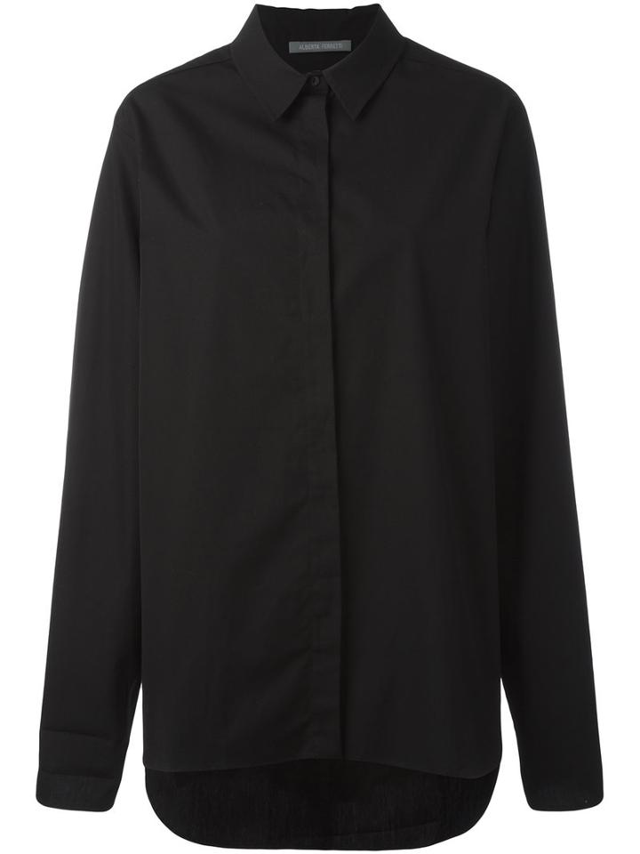 Alberta Ferretti - Flared Shirt - Women - Cotton - 44, Women's, Black, Cotton