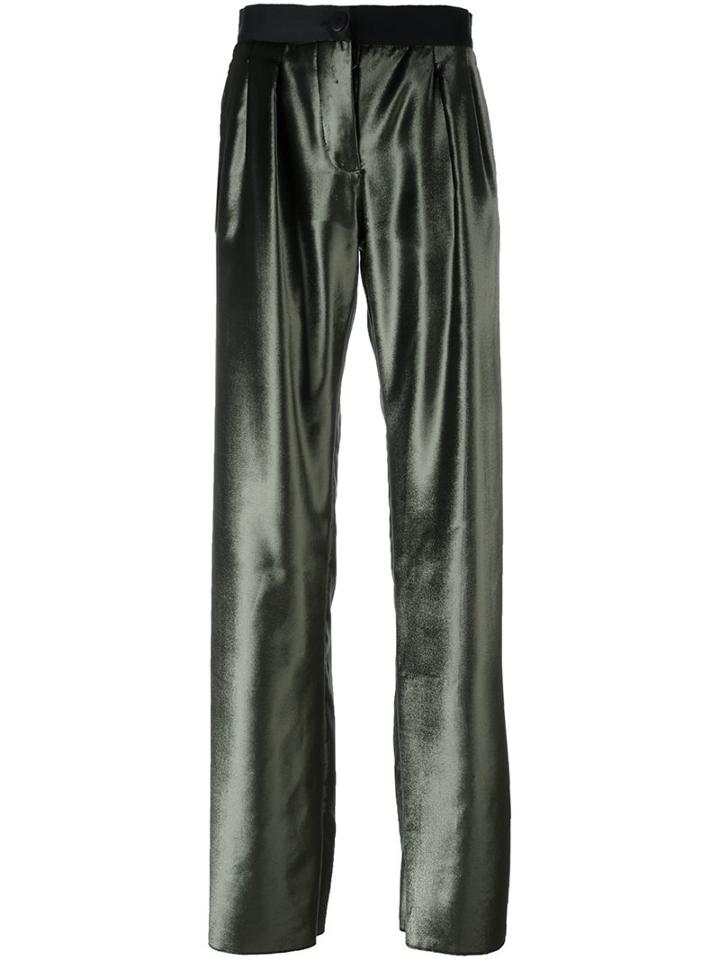 Ssheena Wide-leg Satin Trousers, Women's, Size: 40, Green, Viscose/nylon