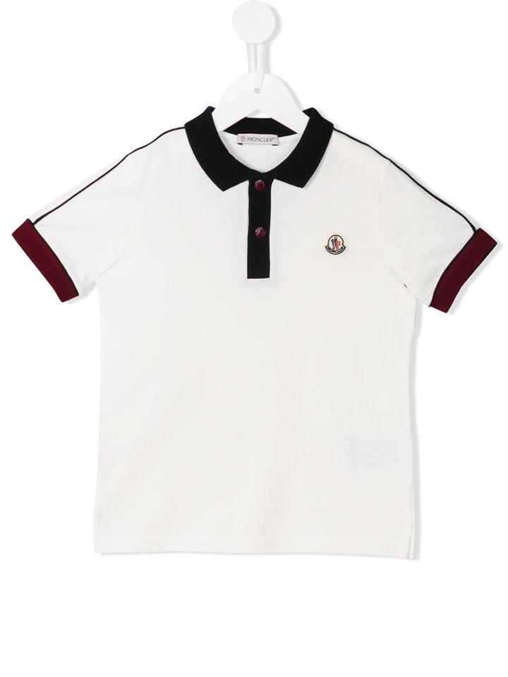 Moncler Kids Contrast Collar Polo Shirt, Girl's, Size: 12 Yrs, White