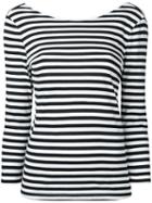 Cityshop - Striped Three-quarter Sleeve Top - Women - Cotton - One Size, White, Cotton