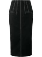 Rejina Pyo Stitch Detail Pencil Skirt, Women's, Size: 12, Black, Cotton/polyester/polyurethane