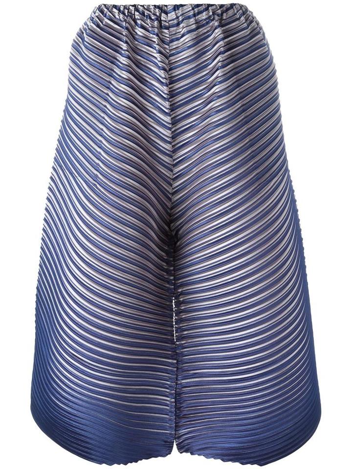 Pleated Cropped Trousers, Women's, Size: 3, Blue, Polyester, Pleats Please By Issey Miyake