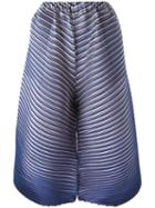 Pleated Cropped Trousers, Women's, Size: 3, Blue, Polyester, Pleats Please By Issey Miyake