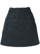 Chanel Pre-owned Triple Zip Denim Skirt - Blue