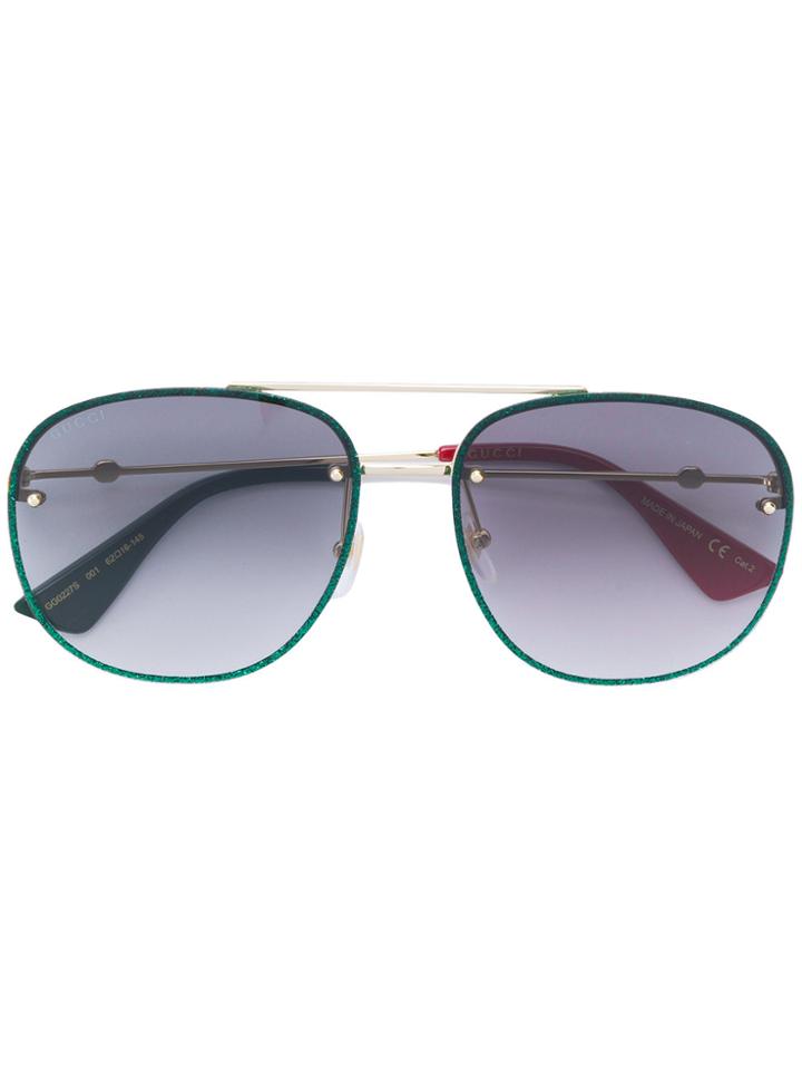 Gucci Eyewear Oversized Aviator Sunglasses - Green