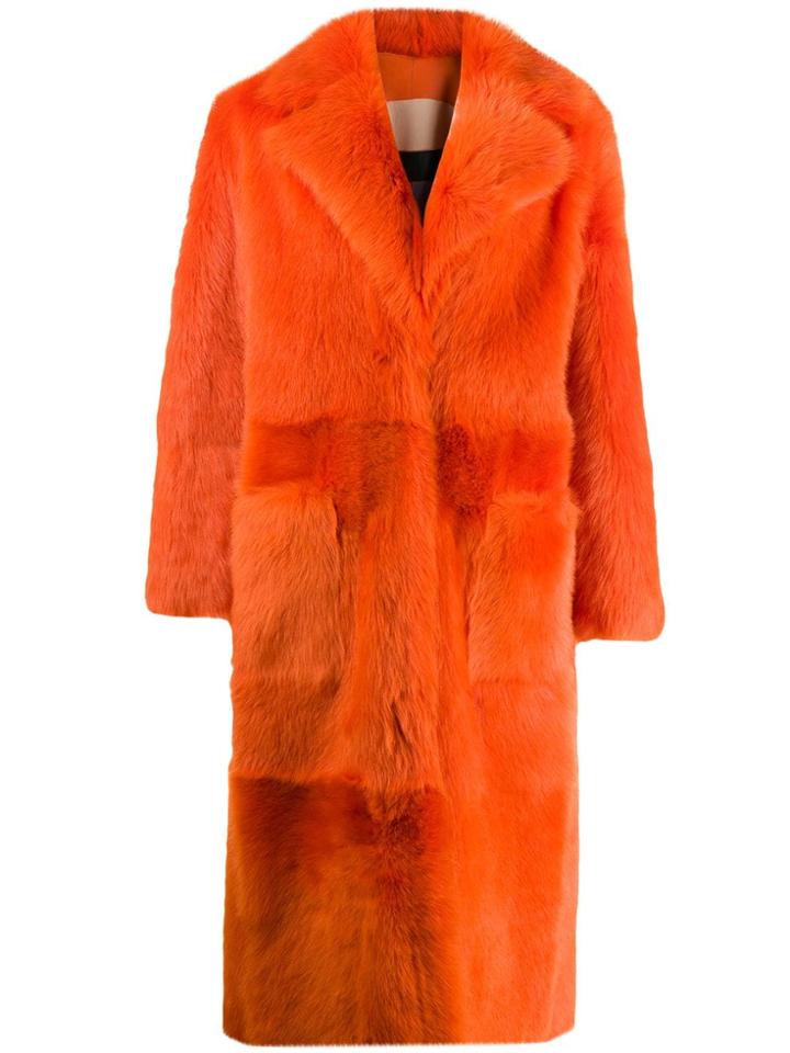 Liska Oversized Print Coat - Orange