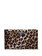 Prada Leopard Print Clutch - Brown