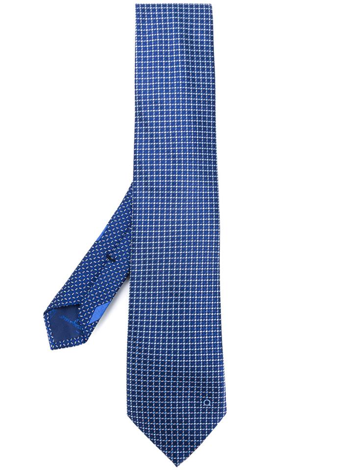 Salvatore Ferragamo Small-check Tie - Blue