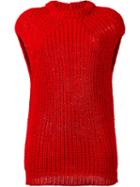 Rick Owens - Funnel Neck Knitted Top - Women - Cotton - Xs, Red, Cotton