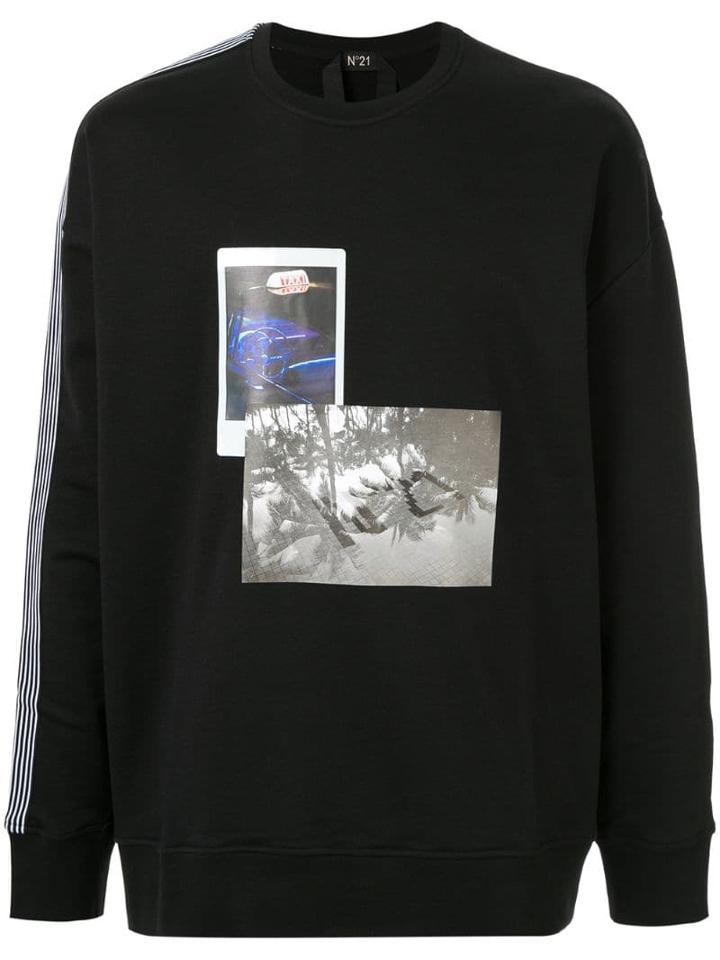 Nº21 Side Stripes Printed Sweatshirt - Black