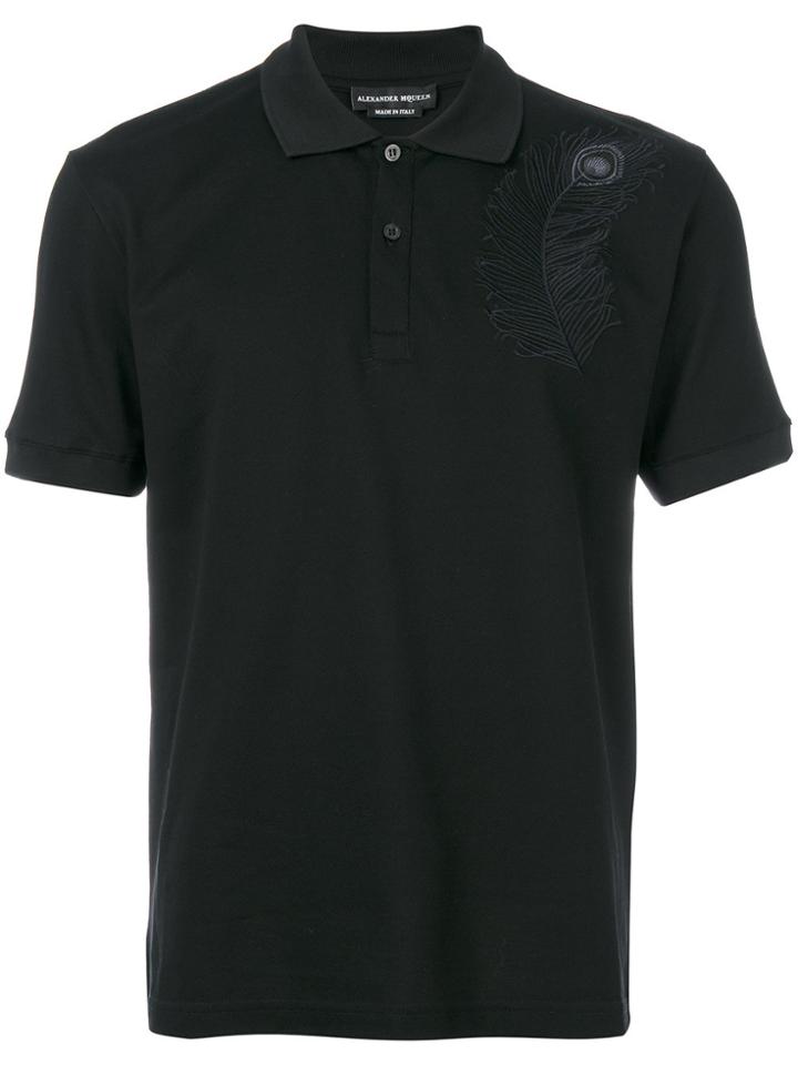 Alexander Mcqueen Peacock Feather Polo Shirt - Black