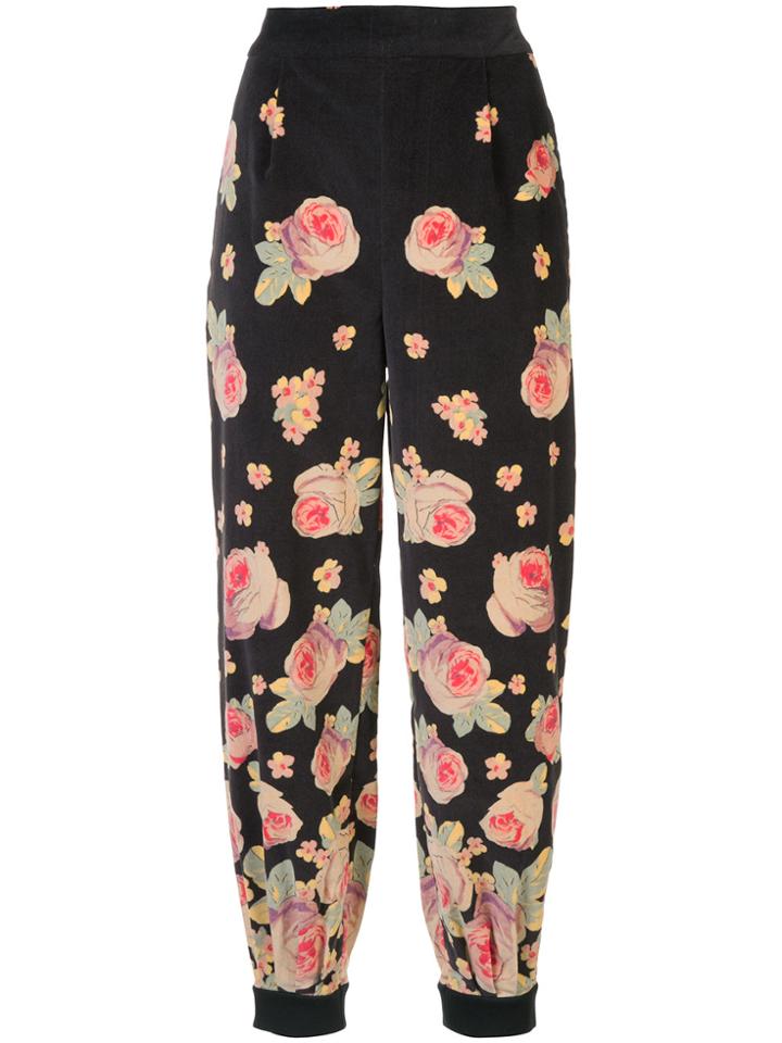 Vilshenko High-waisted Floral Trousers - Black