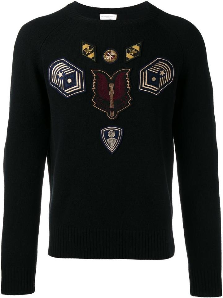 Dries Van Noten - Insignia Patch Jumper - Men - Cashmere - L, Black, Cashmere