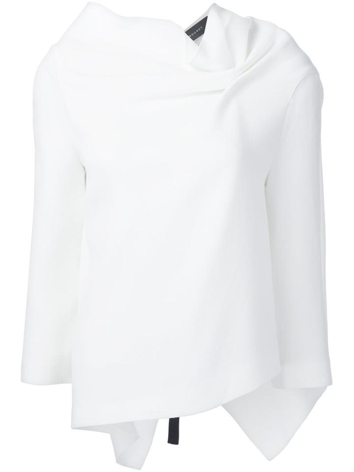 Roland Mouret Draped Blouse, Women's, Size: 6, White, Wool