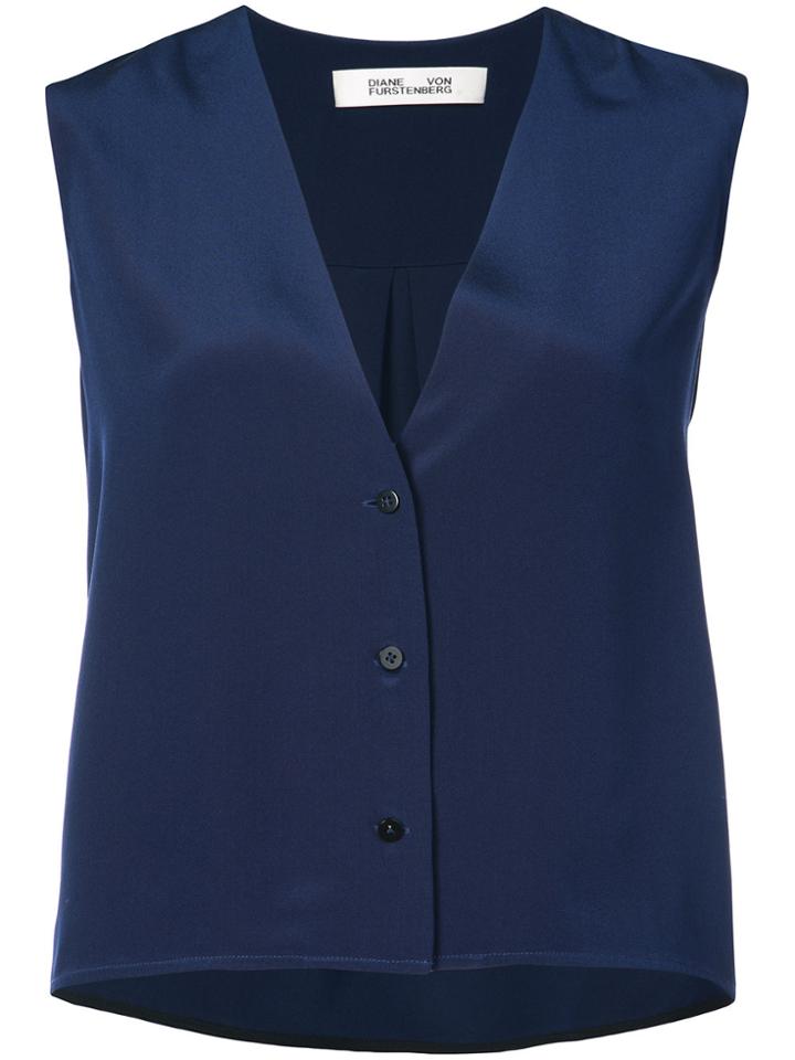 Dvf Diane Von Furstenberg Sleeveless V-neck Blouse - Blue