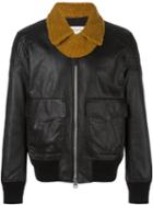 Coach Zipped Bomber Jacket, Men's, Size: 48, Black, Calf Leather/lamb Skin/nylon/merino