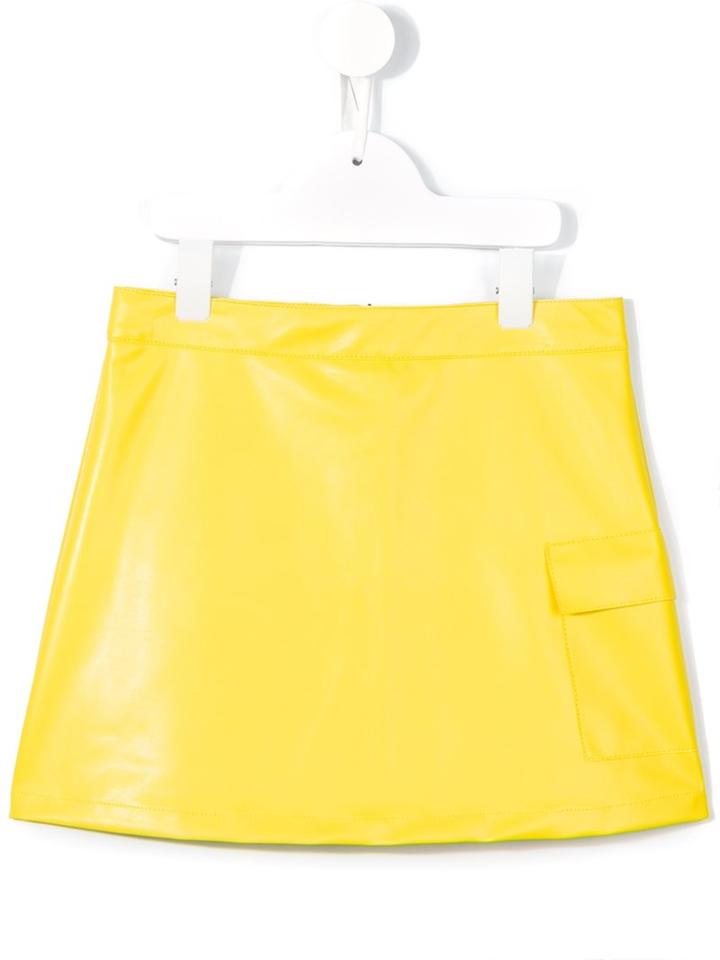 Msgm Kids Flap Pocket Mini Skirt, Girl's, Size: 10 Yrs, Yellow/orange