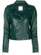 Pinko Zipped Leather Jacket - Green