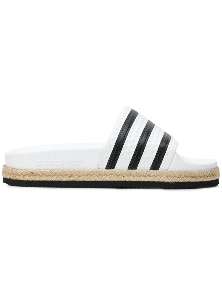 Adidas Striped Pool Slides - White