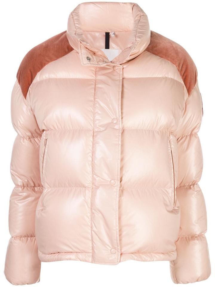 Moncler Contrast Panel Puffer Jacket - Pink