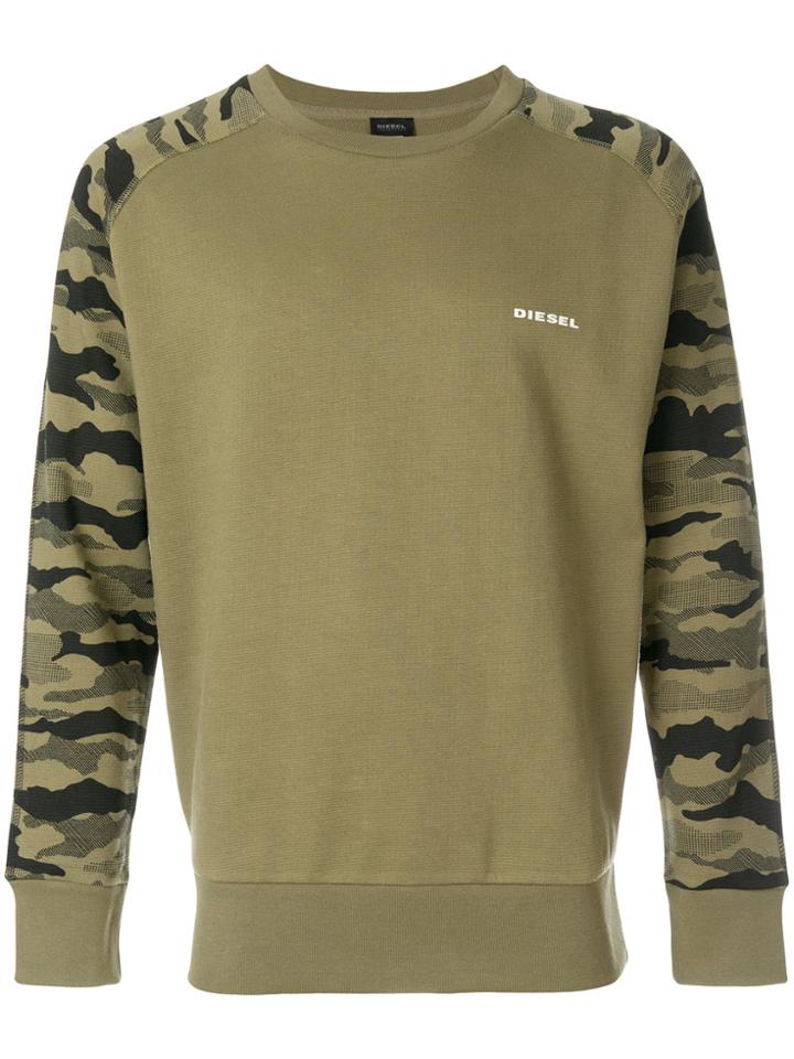 Diesel Camouflage Sleeve Sweatshirt - Green